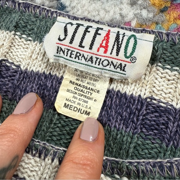 Vintage 90s Stefano Cropped Striped Sweater - Picture 3 of 5